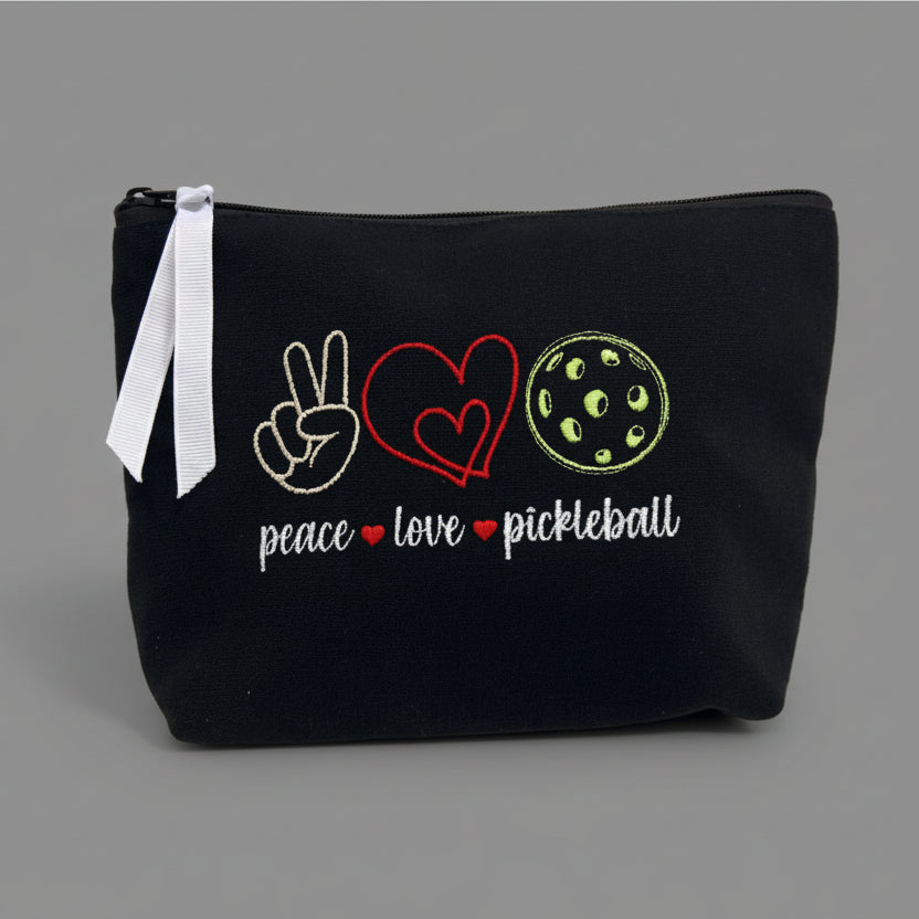 PEACE LOVE PICKLEBALL CANVAS POUCH