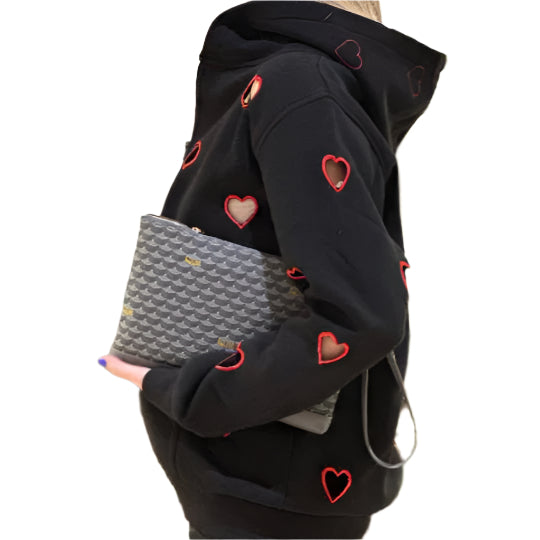 PERFORATED ZIPPER HOODIE HEART