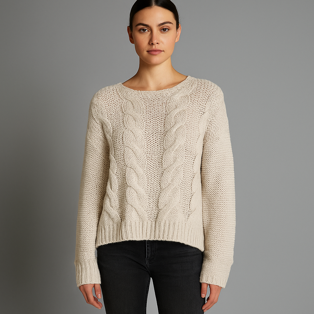 ALESSA CHUNKY CABEL CREW NECK SWEATER