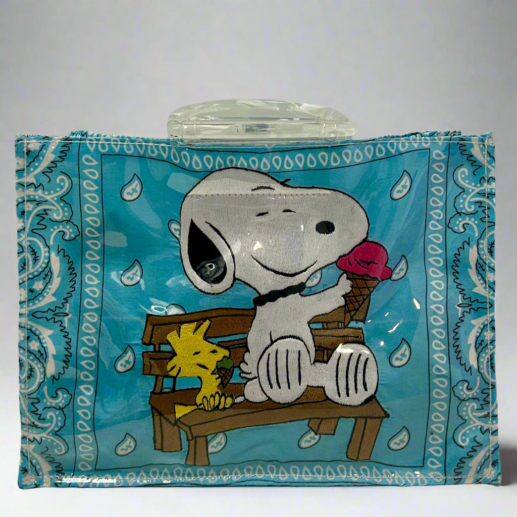 PVC SNOOPY BEACH BAG LIGHT BLUE