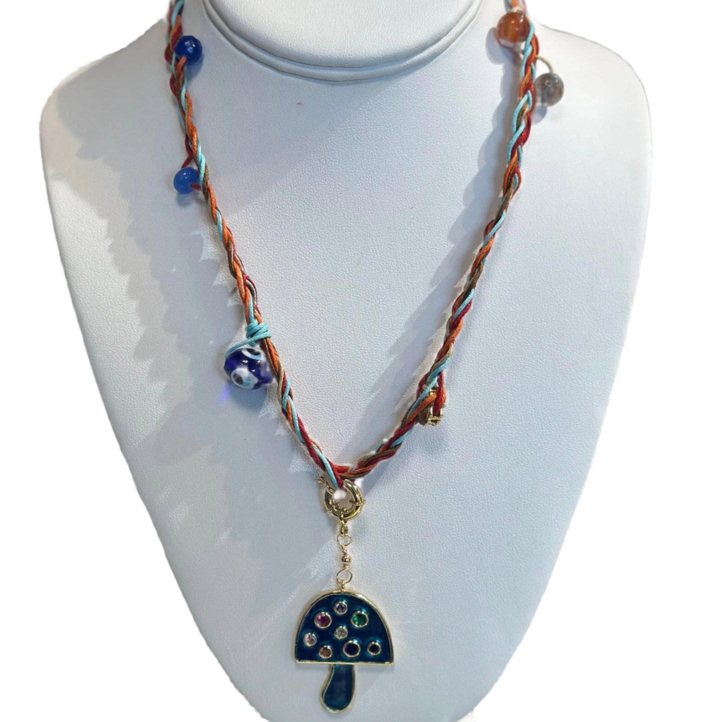 MUSHROOM CHARM WOVEN NECKLACE