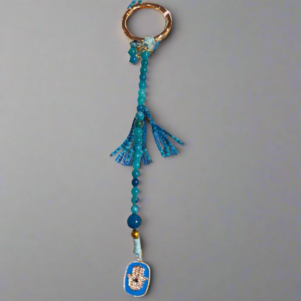 EVIL EYE AGATE STONE KEYCHAIN