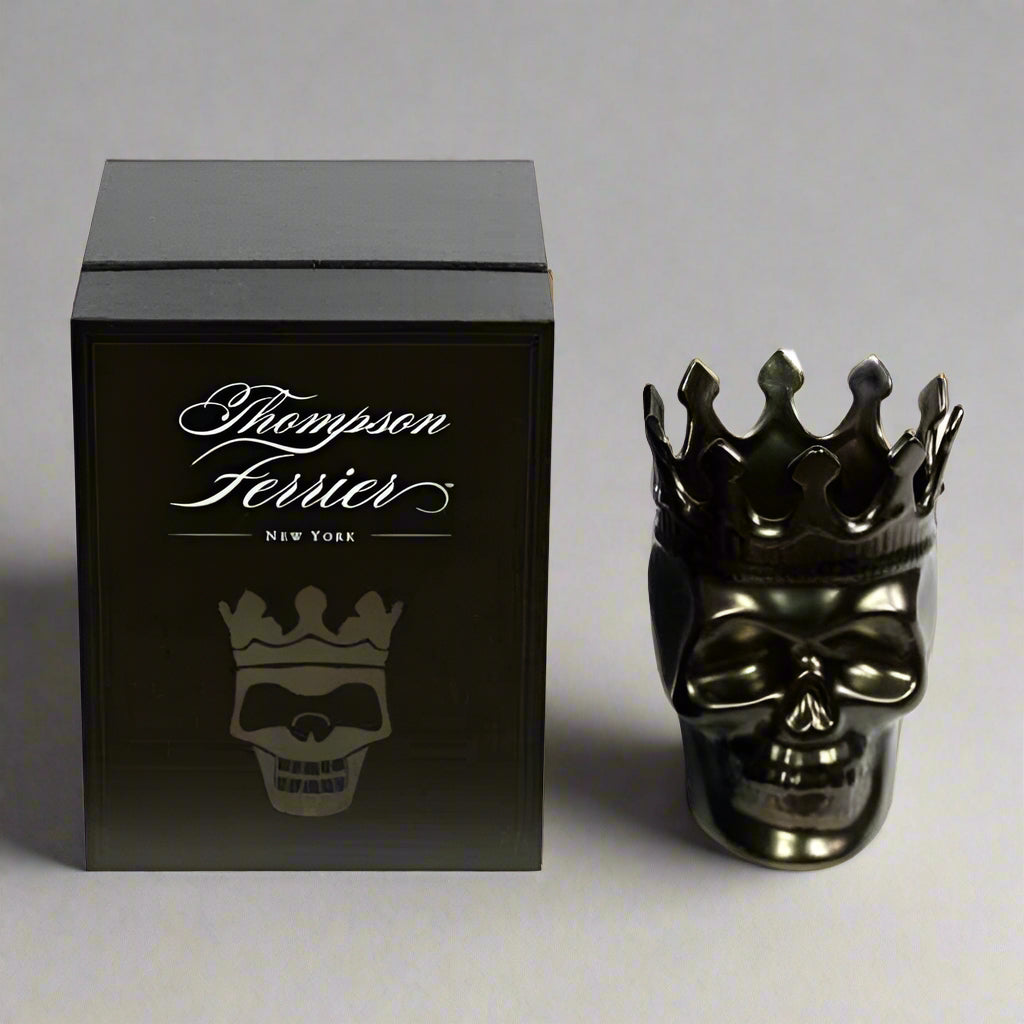 GUNMETAL ALEXANDRE SKULL CANDLE