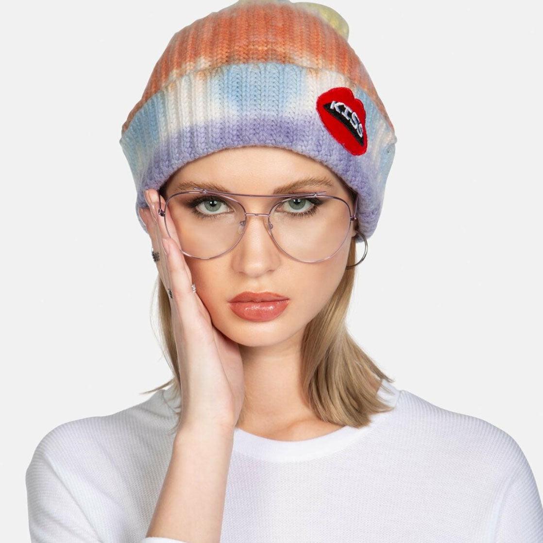 KISS LIP TIE DYE CASHMERE BEANIE