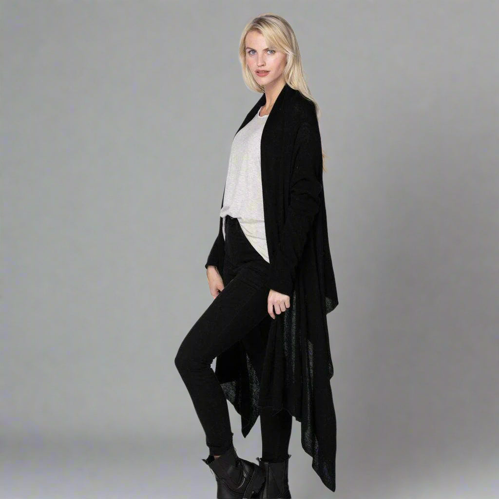 CASHMERE FOUR WAY WRAP IN BLACK