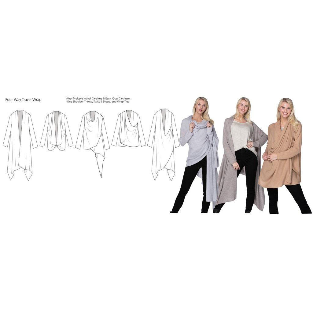 CASHMERE FOUR WAY WRAP IN BLACK