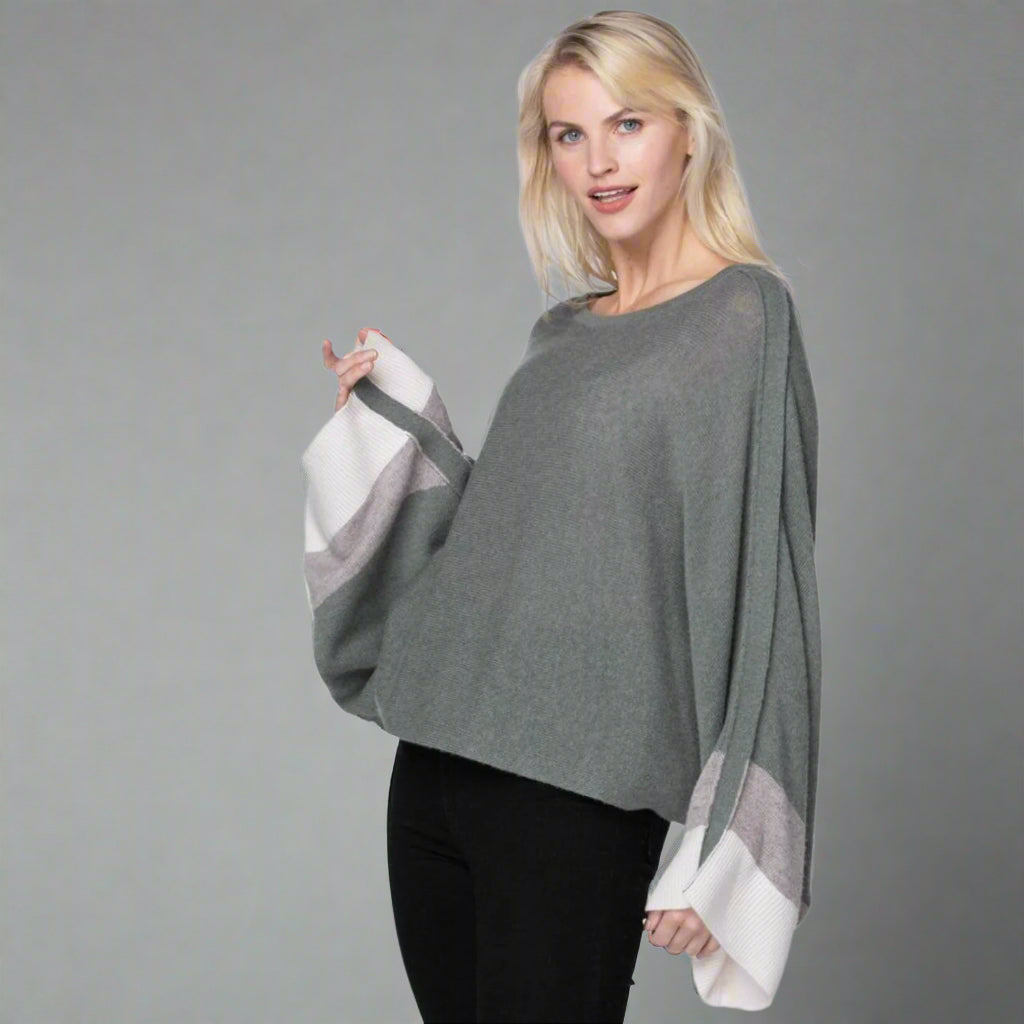 CASHMERE COLOR BLOCK OVERSIZED PULLOVER