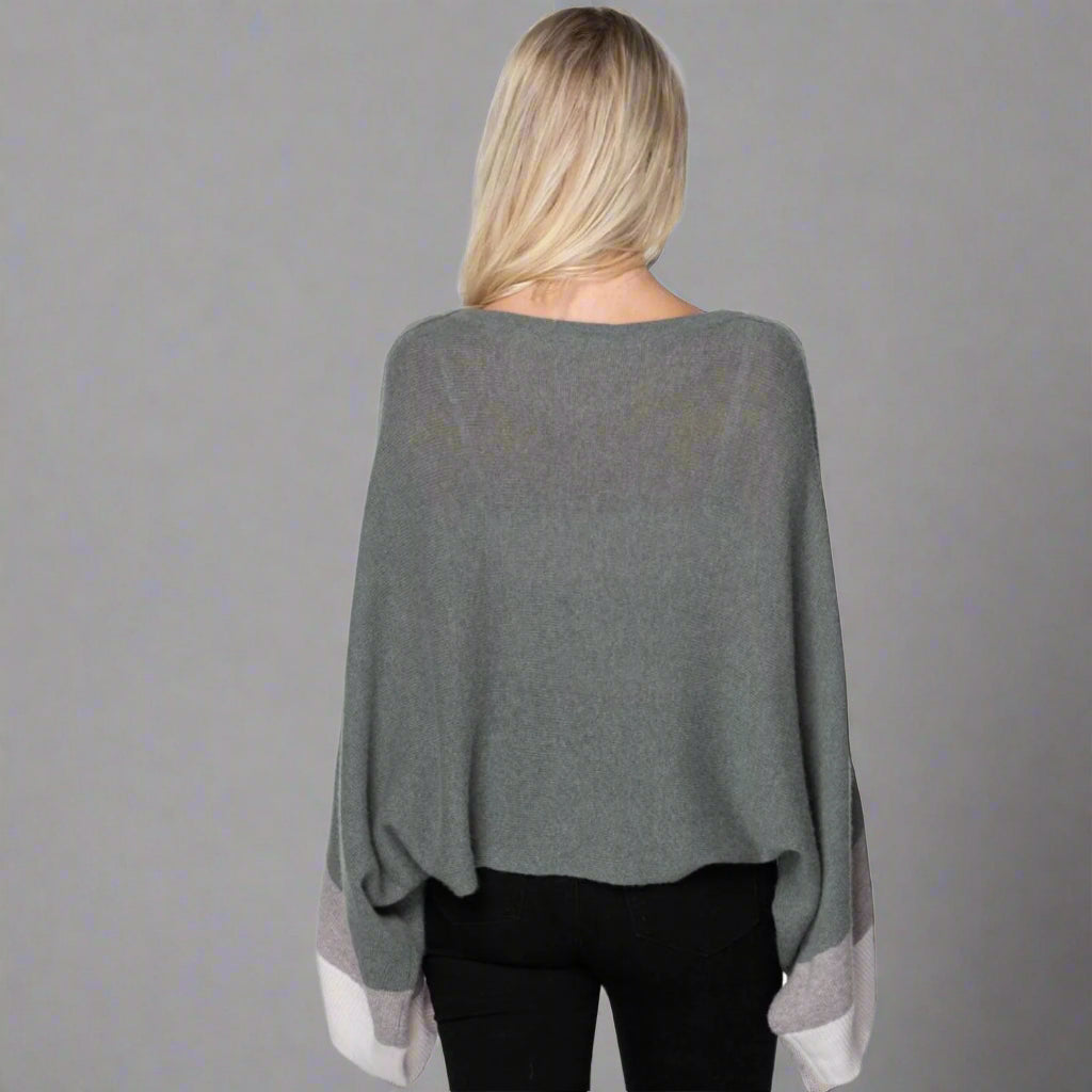 CASHMERE COLOR BLOCK OVERSIZED PULLOVER