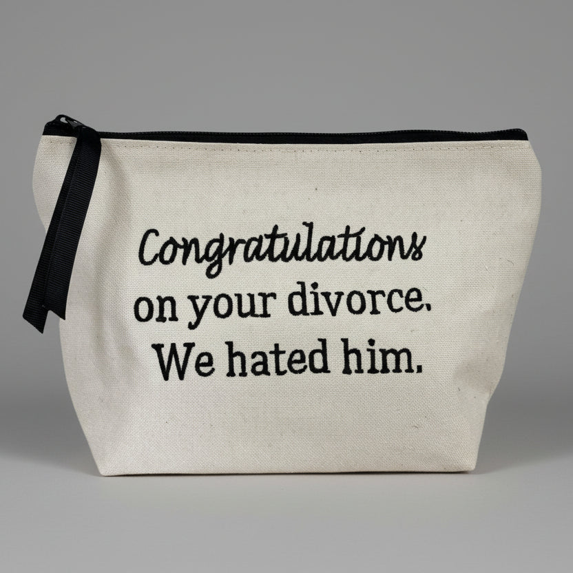 CONGRATS WHITE CANVAS POUCH