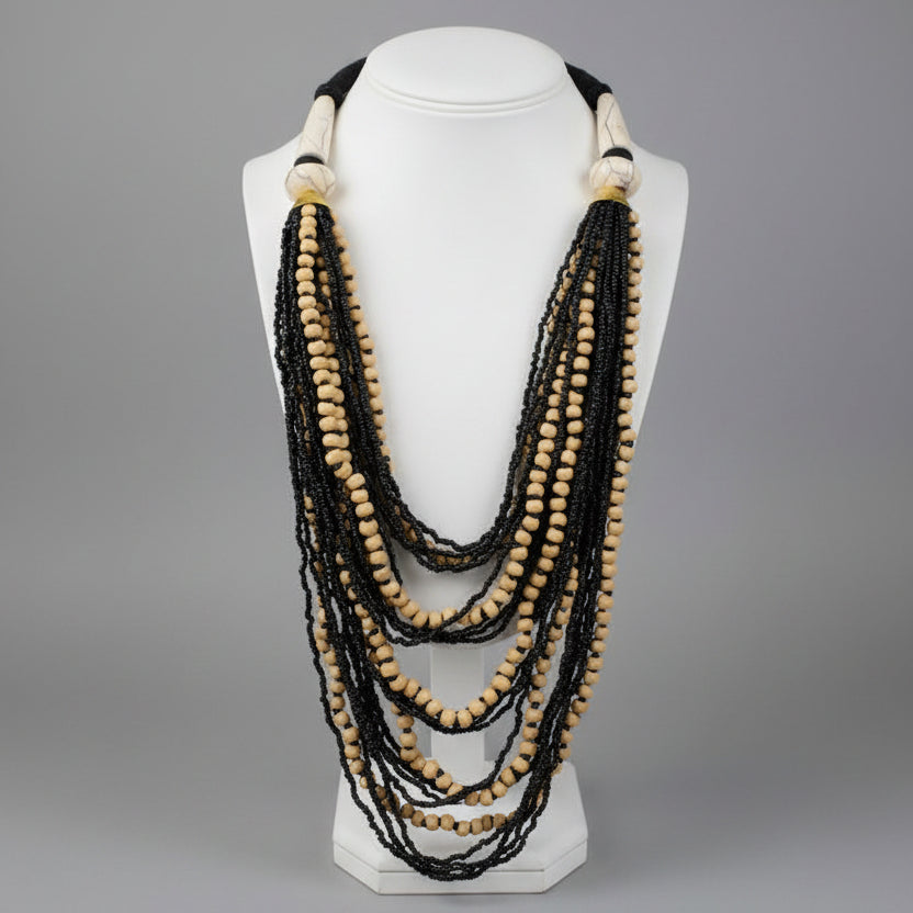 WOOD MULTI STRAND NECKLACE