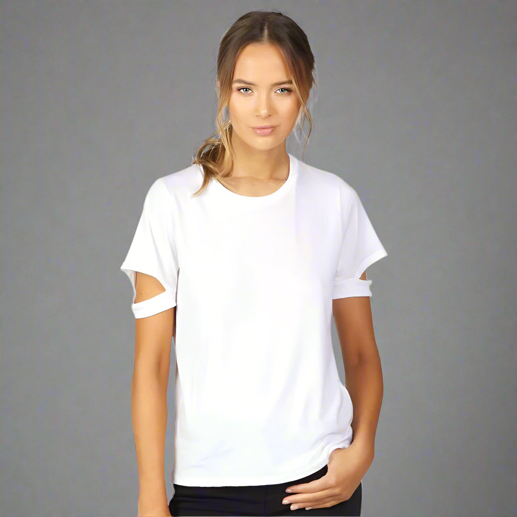 BADGLEY WHT CUTOUT TEE