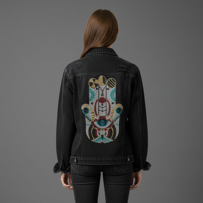 BLACK DENIM HAMSA JACKET