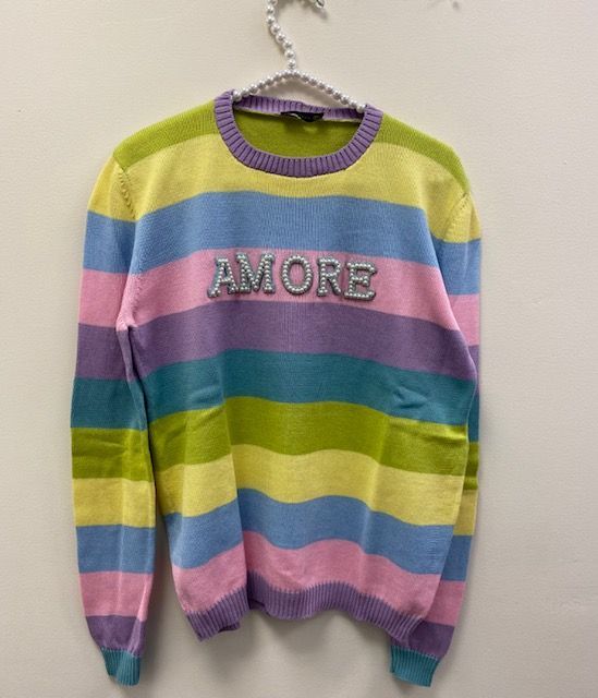 AMORE STRIPED COTTON SWEATER