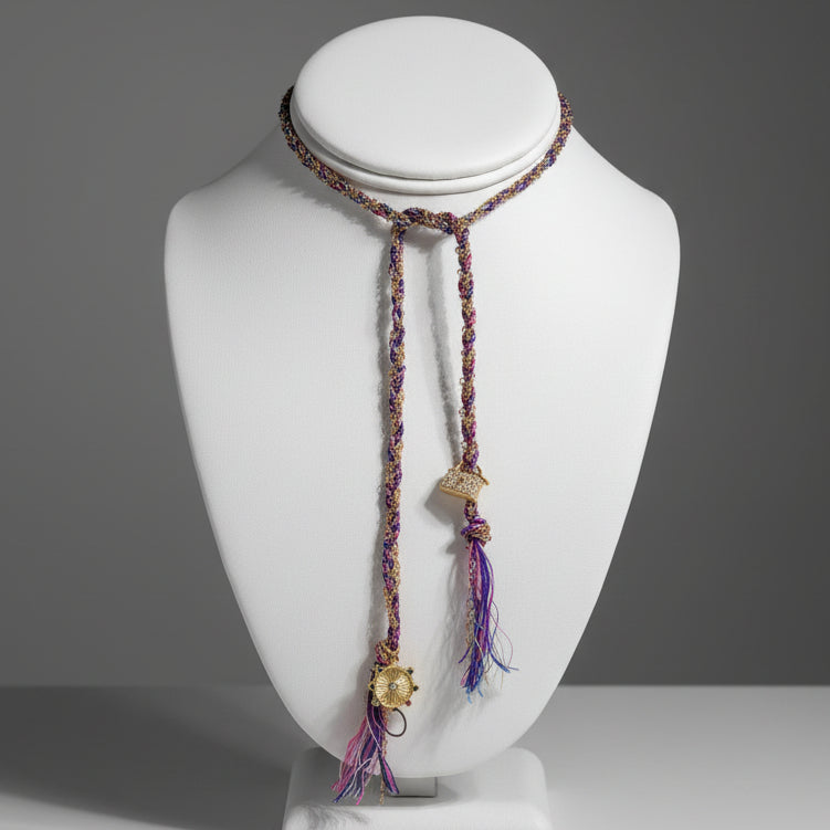 BRAIDED NECKLACE W/ CHARMS