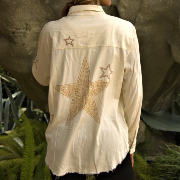 IVORY EMBROIDERED SHIRT - GOLD STAR