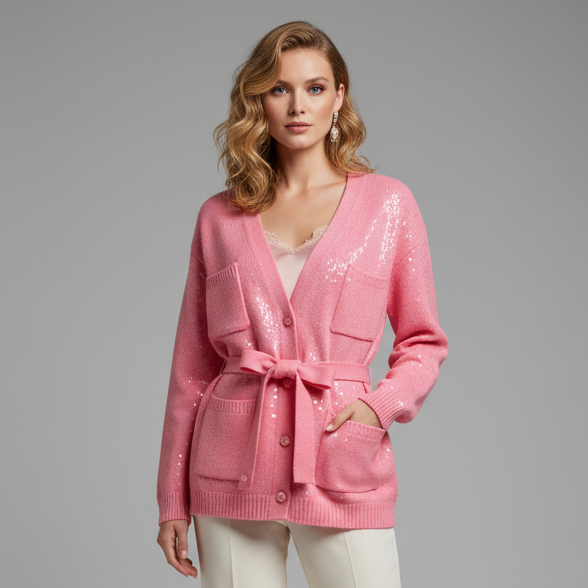 PINK SEQUIN CARDIGAN