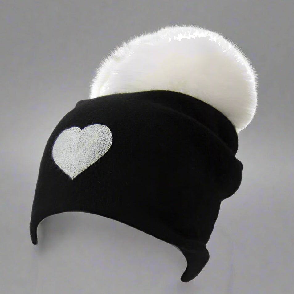 REVERSIBLE BLACK CASHMERE HAT