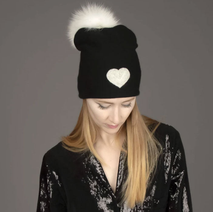REVERSIBLE BLACK CASHMERE HAT