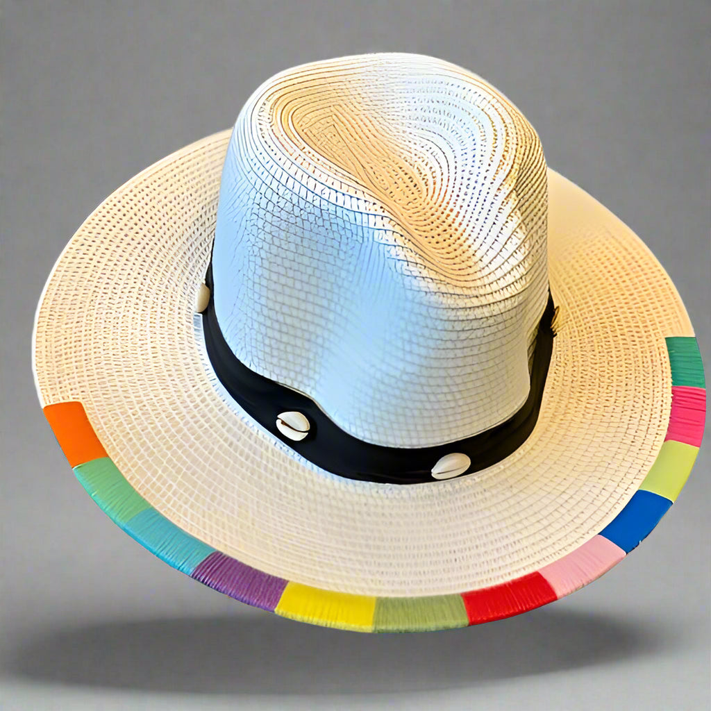 CABO HAT WITH SHELLS RAINBOW CORD
