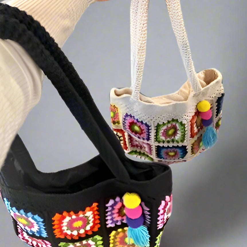 GRANNY SQUARE CROCHET TOTE BAG