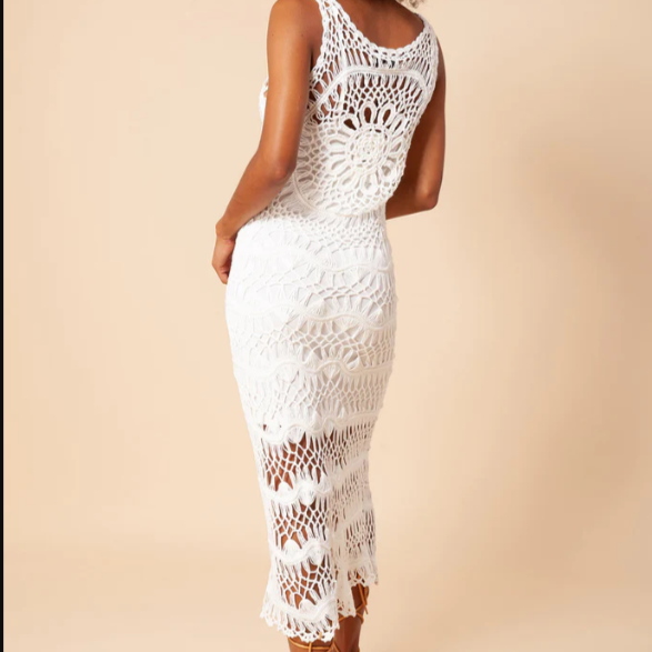 WHITE UNY CROCHET DRESS