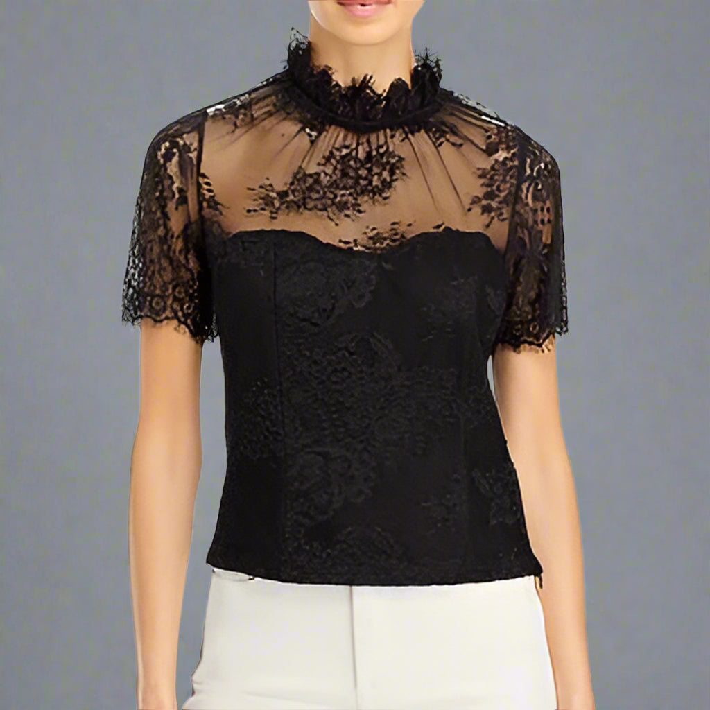 BLACK LACE TOP