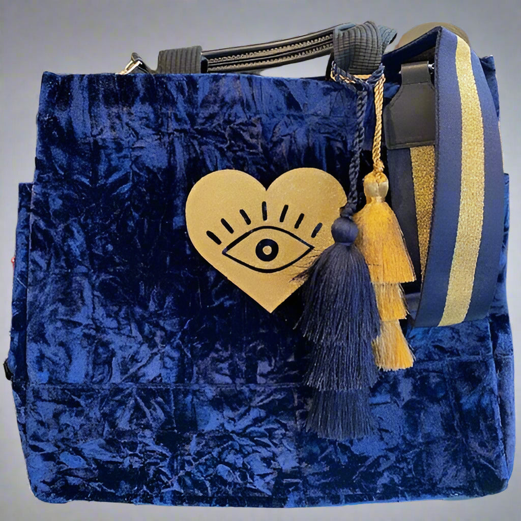 Navy Velvet North-South Tote