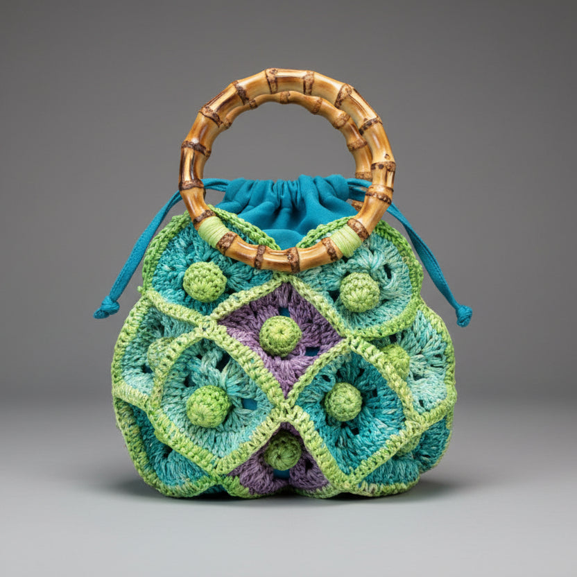 JUNE FLOWER STRAW TOP HANDLE BAG