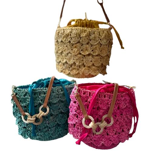 MICHELLE RUFFLED WOVEN BAG
