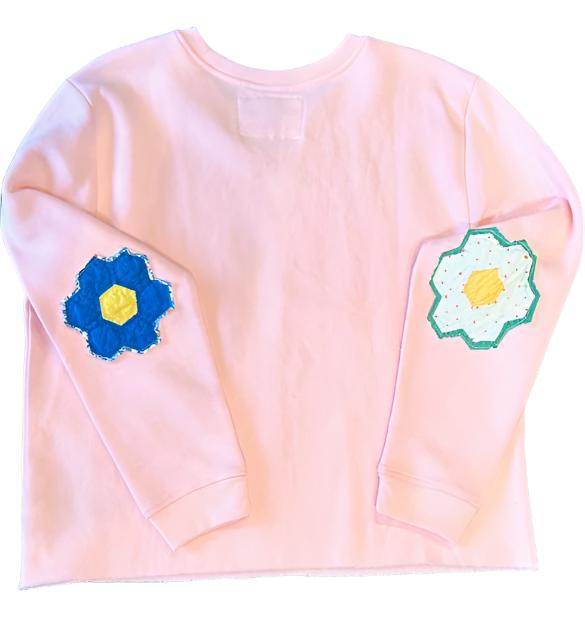 SWEATSHIRT WITH QUILT ELBOW PATCHES