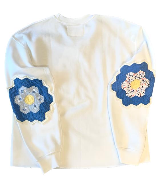 SWEATSHIRT WITH QUILT ELBOW PATCHES