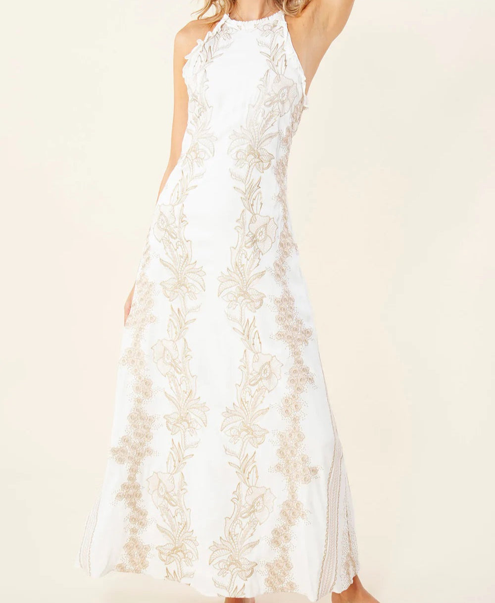 GOLD SLEEVELESS MAXI DRESS