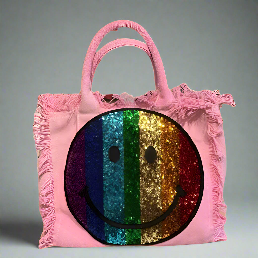 FUXIA SEQUIN SMILE TOTE BAG
