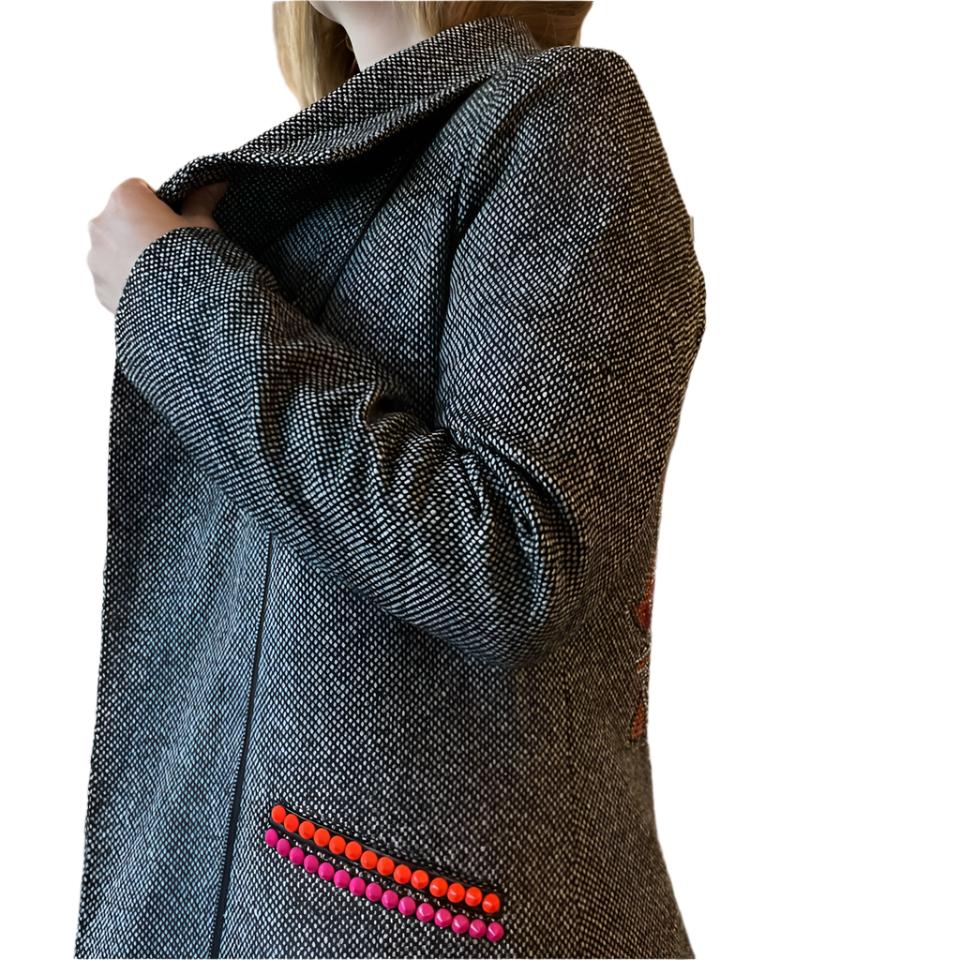 TWEED WOOL JACKET WITH OWL