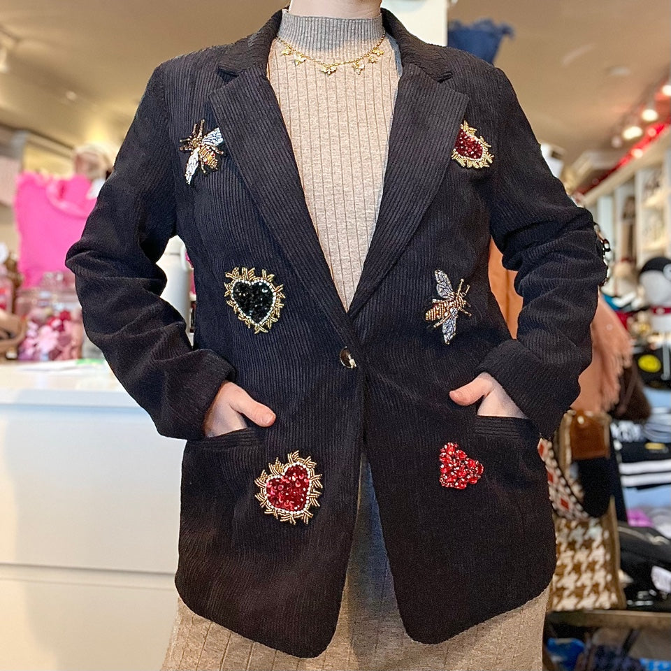 CORDUROY BLAZER WITH HEARTS