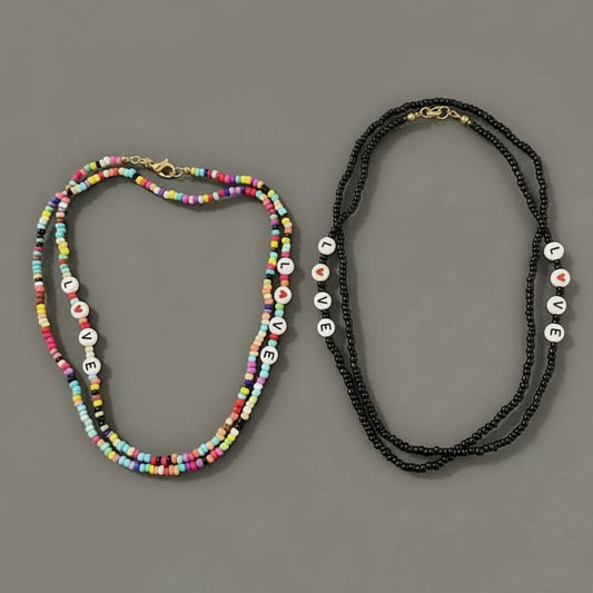 MULTI COLOR BEADED LOVE NECKLACE