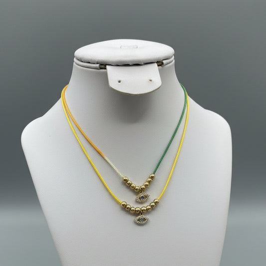 RAINBOW STIRNG EVIL EYE NECKLACE