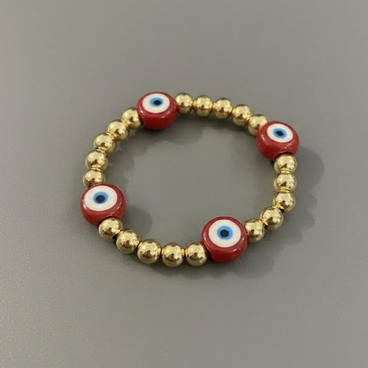 RED AND GOLD EVIL EYE BRACELET