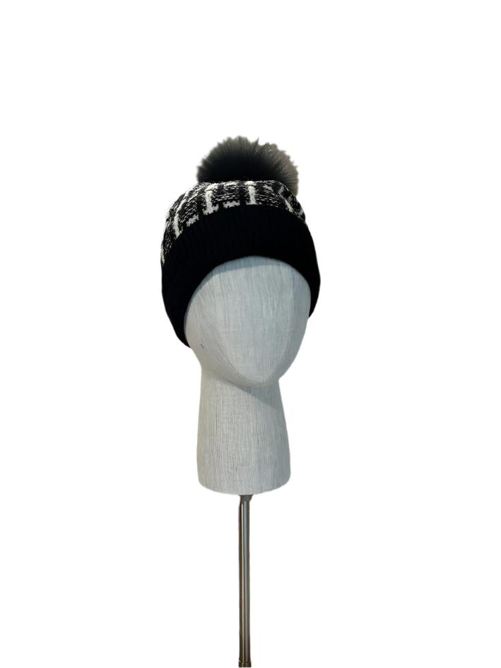 BLACK MIX TWEED KNIT HAT