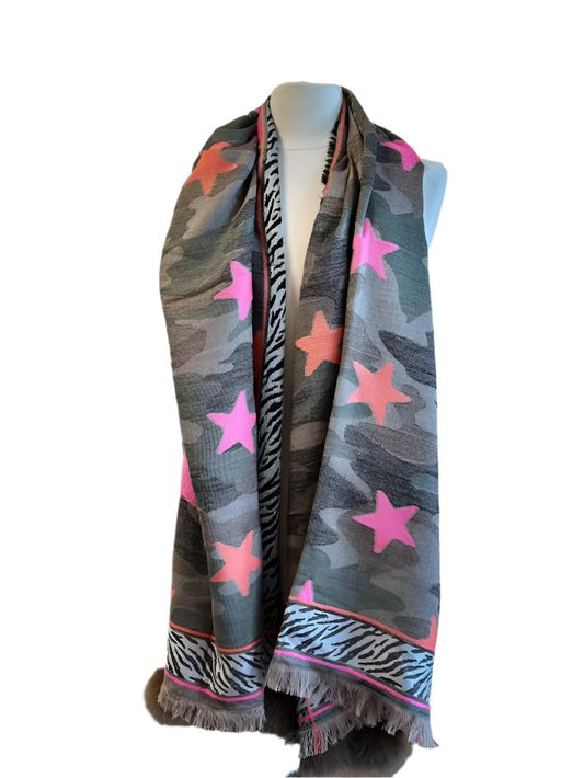 ARMY GREEN WOVEN CAMO SCARF