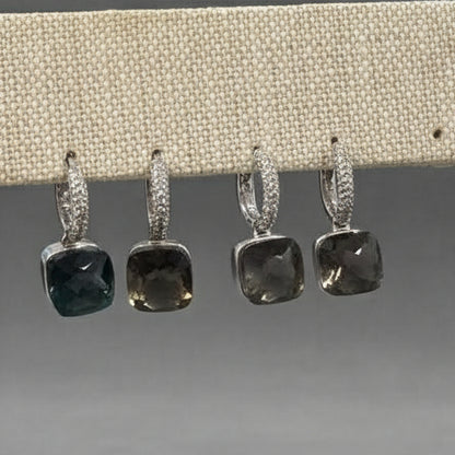 STERLING SILVER CZ "GEM" DROP EARRINGS