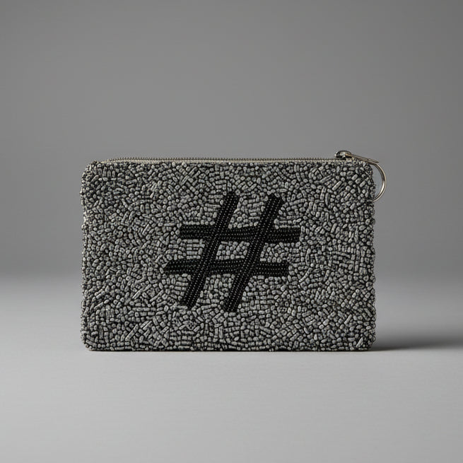 SEQUIN HASHTAG COIN PURSE