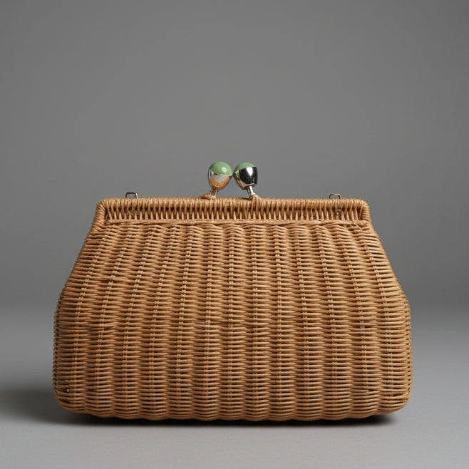BRUNA HONEY WICKER CLUTCH