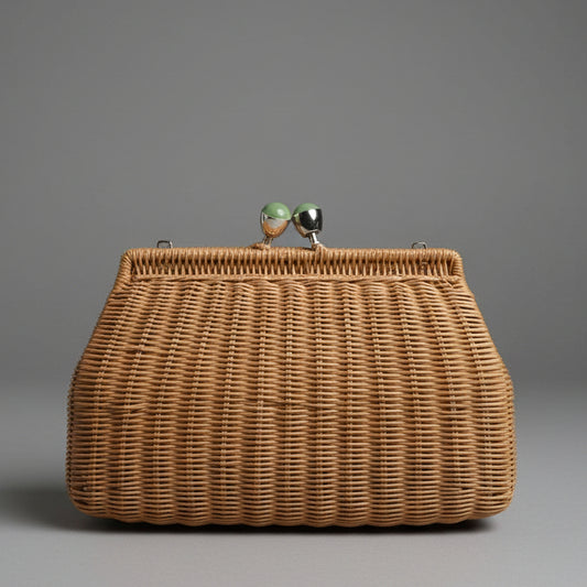 BRUNA HONEY WICKER CLUTCH
