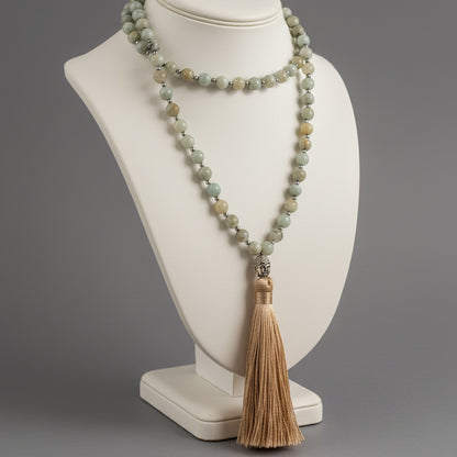AMAZONITE GEMSTONE NECKLACE WITH TASSLE