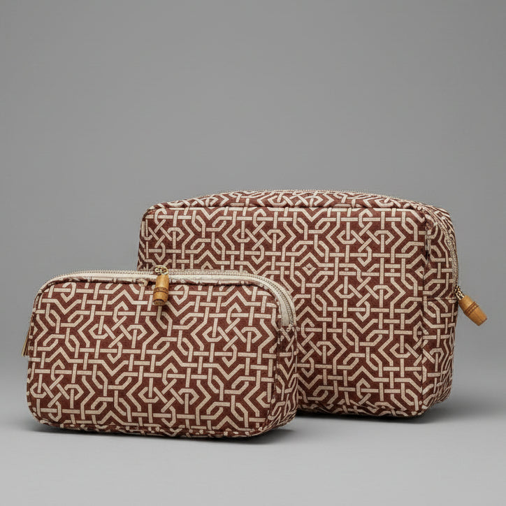 BROWN GEOMETRIC COSMETIC CASE