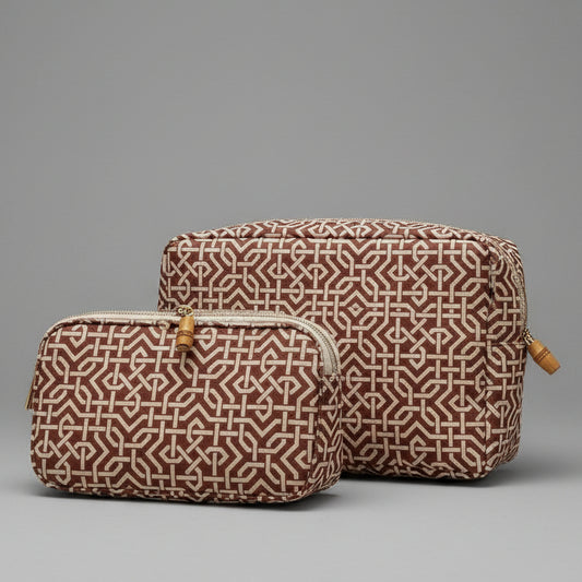BROWN GEOMETRIC COSMETIC CASE