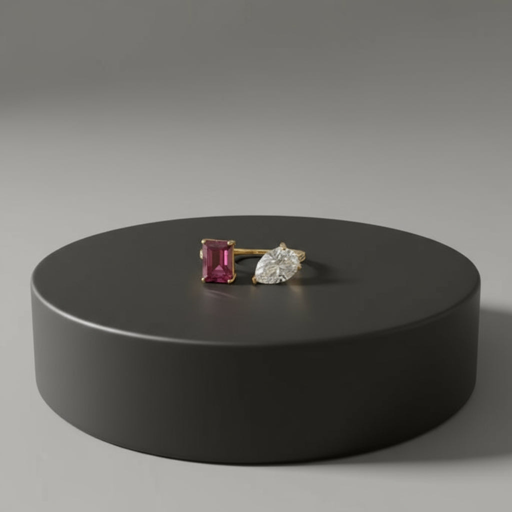 PINK CZ ADJUSTABLE RING