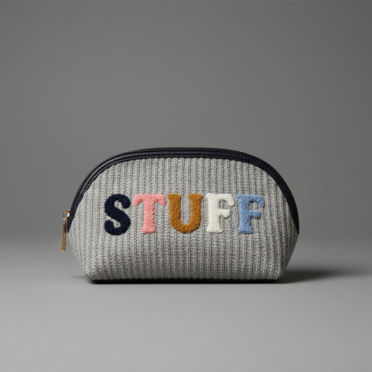 "STUFF" KNIT ZIP POUCH