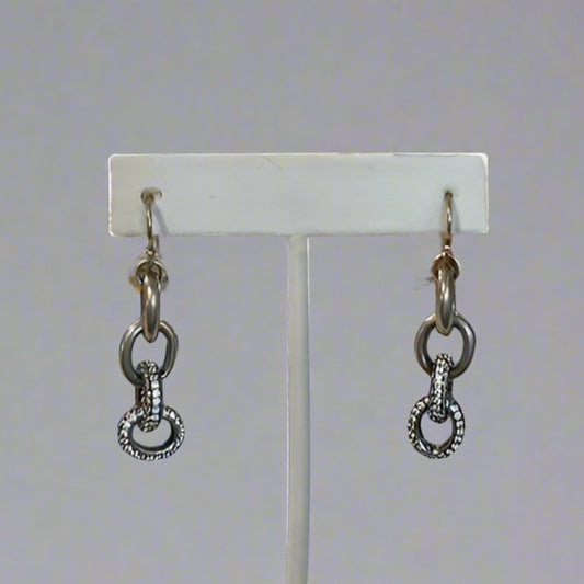 SILVER AND CZ CHAIN EARRINGS